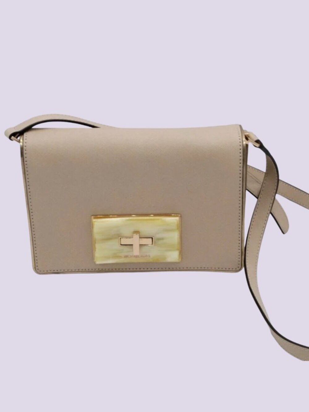 MICHAEL KORS Pink Leather Clutch Leather Bag Handbag Purse Gold Trim